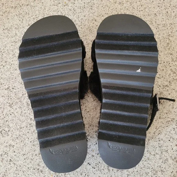 Koolaburra by UGG Fuzz'd Out Womens Slingback Sandals Black NWOT✨️sz 8 - Picture 6 of 13